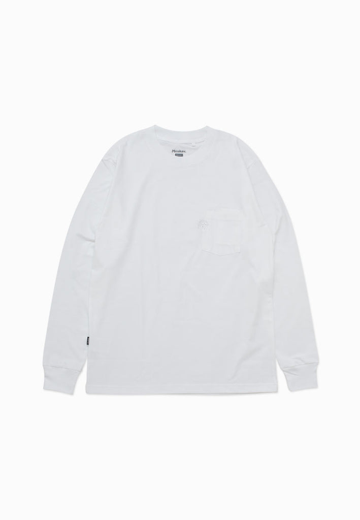 Moskav Signature White Double Pocket Long Sleeve Tee