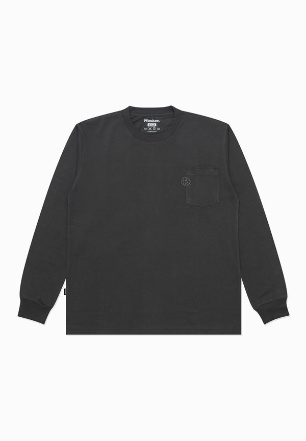 Moskav Signature Dark Grey Double Pocket Long Sleeve Tee
