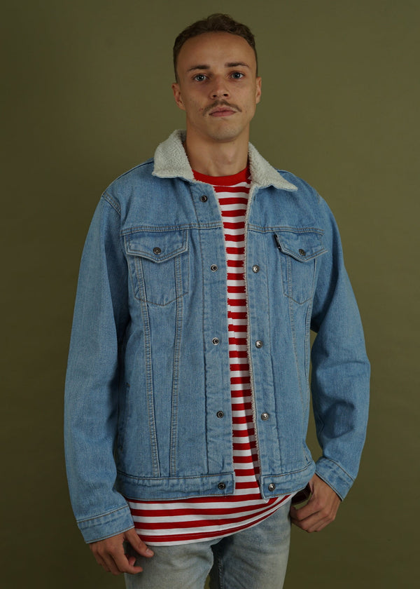 EMPIRE BLUE DENIM TRUCKER SHERPA JACKET