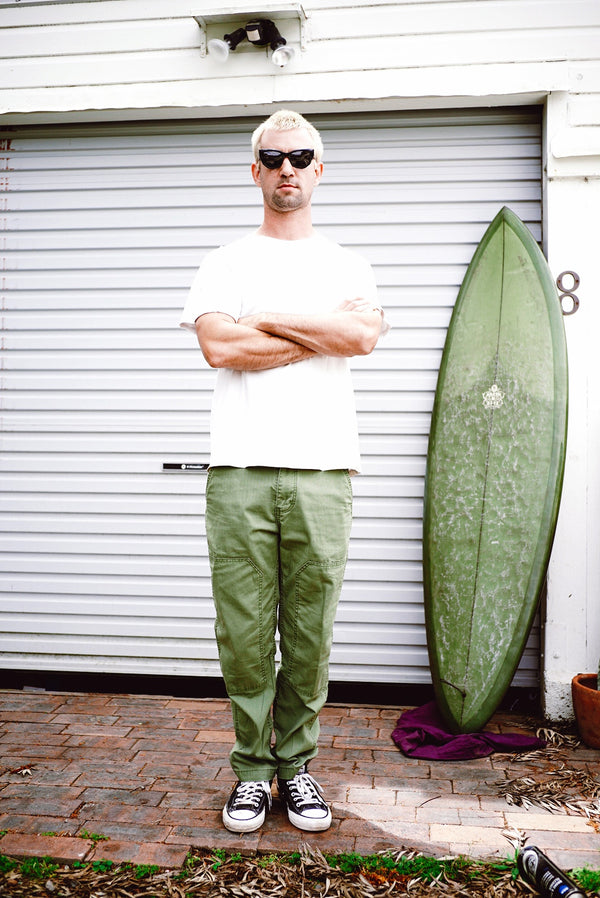 Moskav Double Knee Green Wash HerringBone Pants