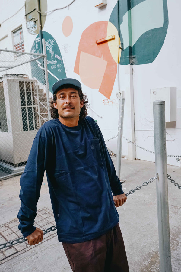 Moskav Signature Navy Double Pocket Long Sleeve Tee