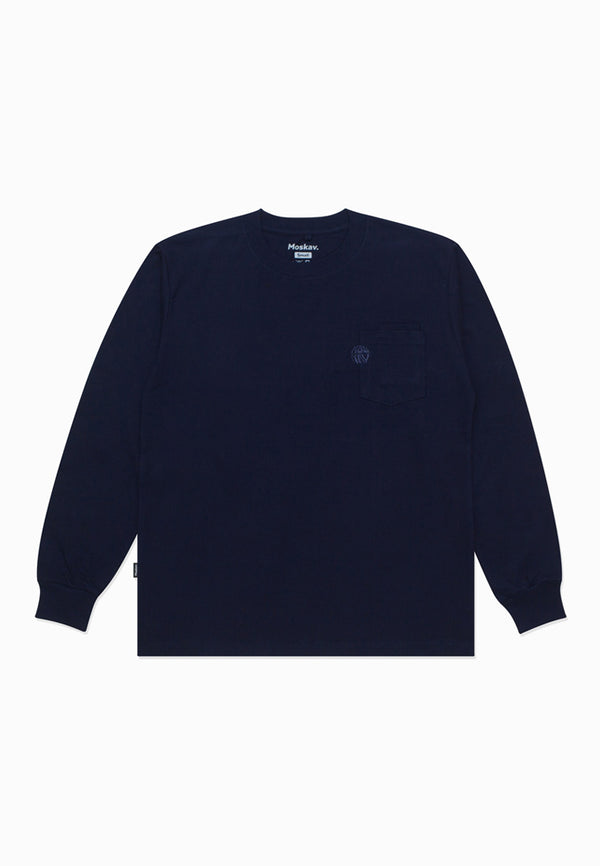 Moskav Signature Navy Double Pocket Long Sleeve Tee