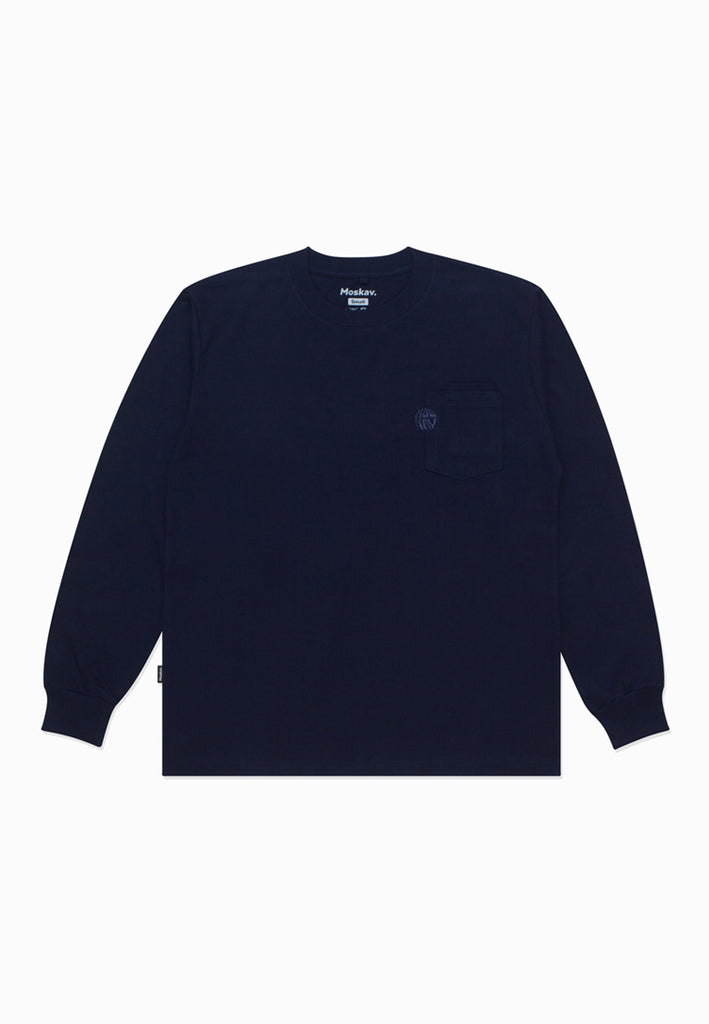 Moskav Signature Navy Double Pocket Long Sleeve Tee