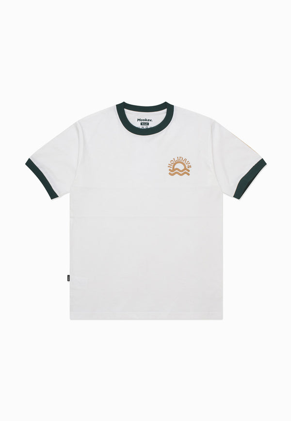 Moskav Sunny Holiday White-Green RInger Tee