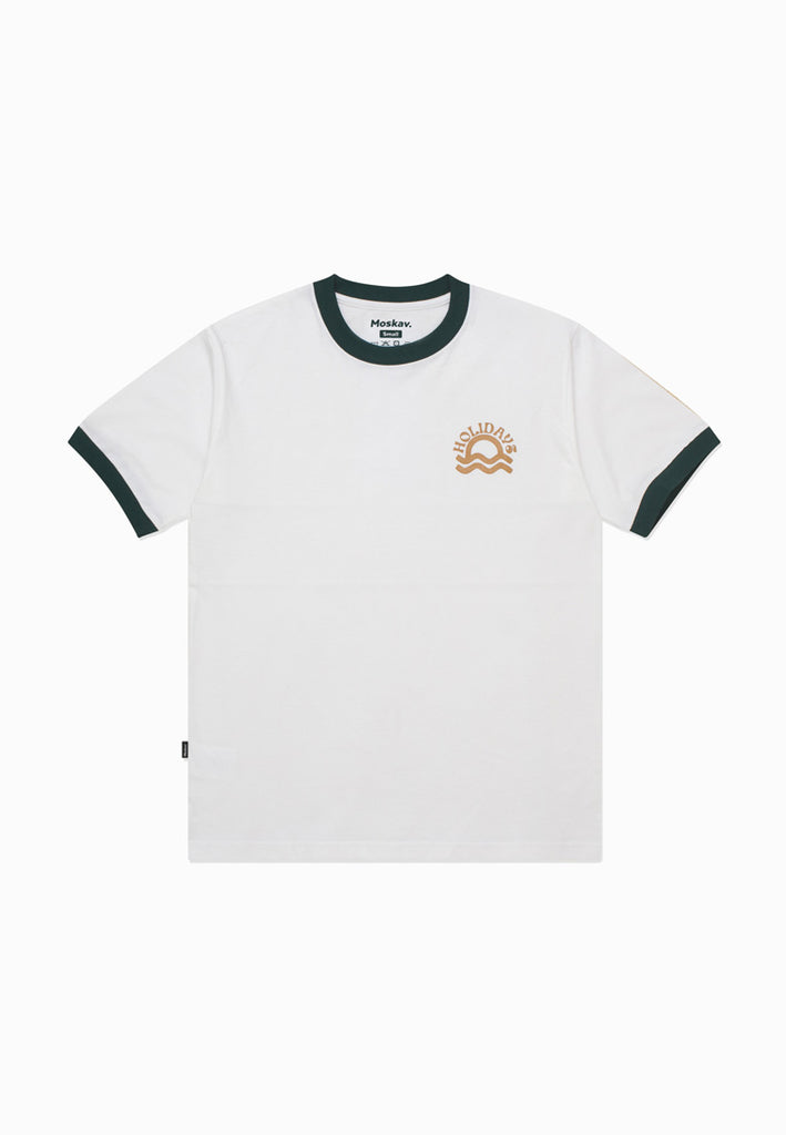 Moskav Sunny Holiday White-Green RInger Tee