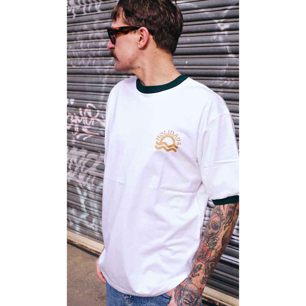 Moskav Sunny Holiday White-Green RInger Tee