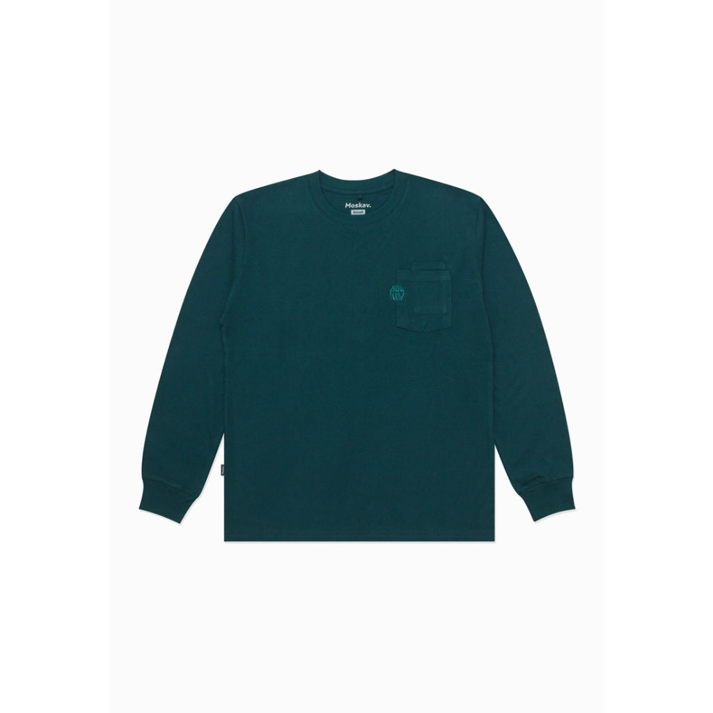 Moskav Signature Green Double Pocket Long Sleeve Tee