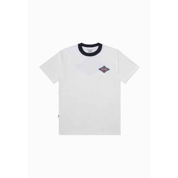 Moskav Holidays Badge White-Navy Ringer Tee