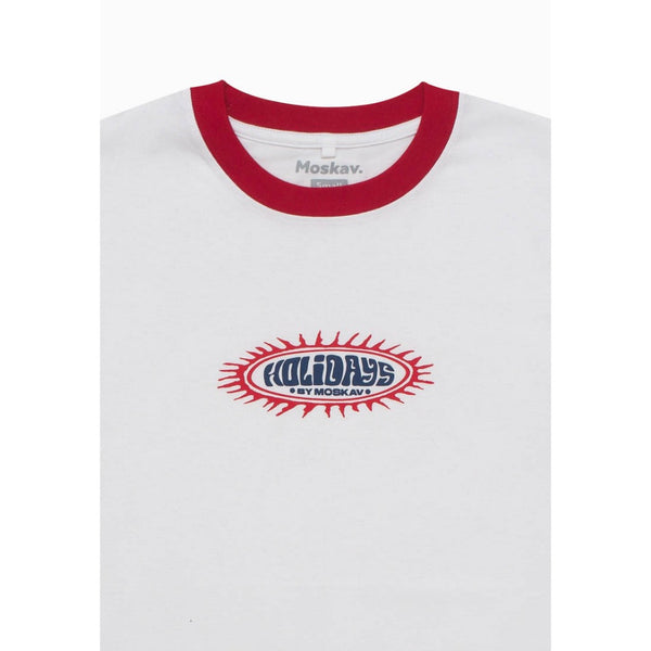 Moskav Fire Badge White-Red Ringer Tee