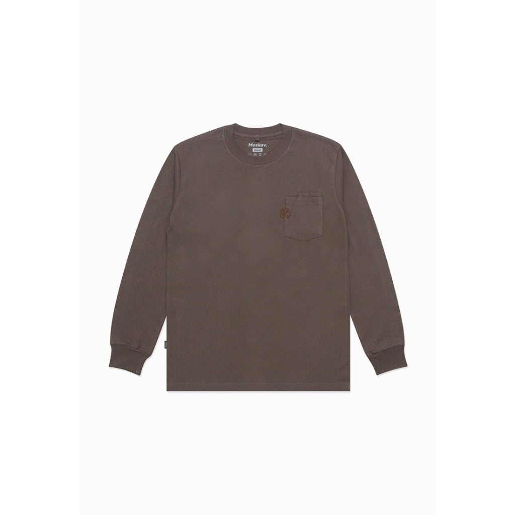 Moskav Signature Brown Double Pocket Long Sleeve Tee