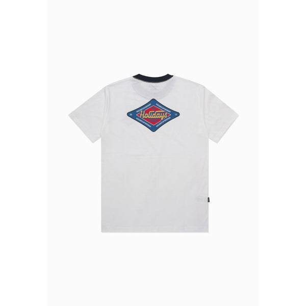 Moskav Holidays Badge White-Navy Ringer Tee