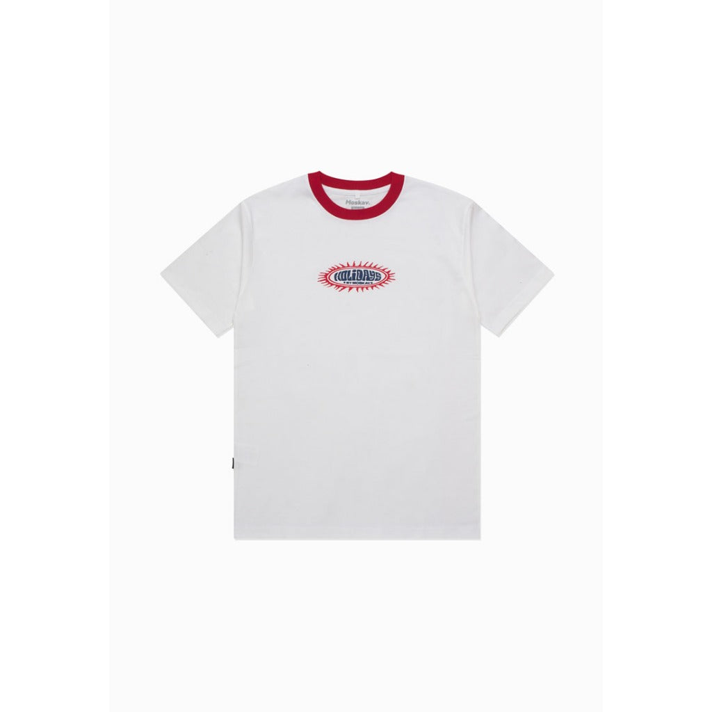 Moskav Fire Badge White-Red Ringer Tee