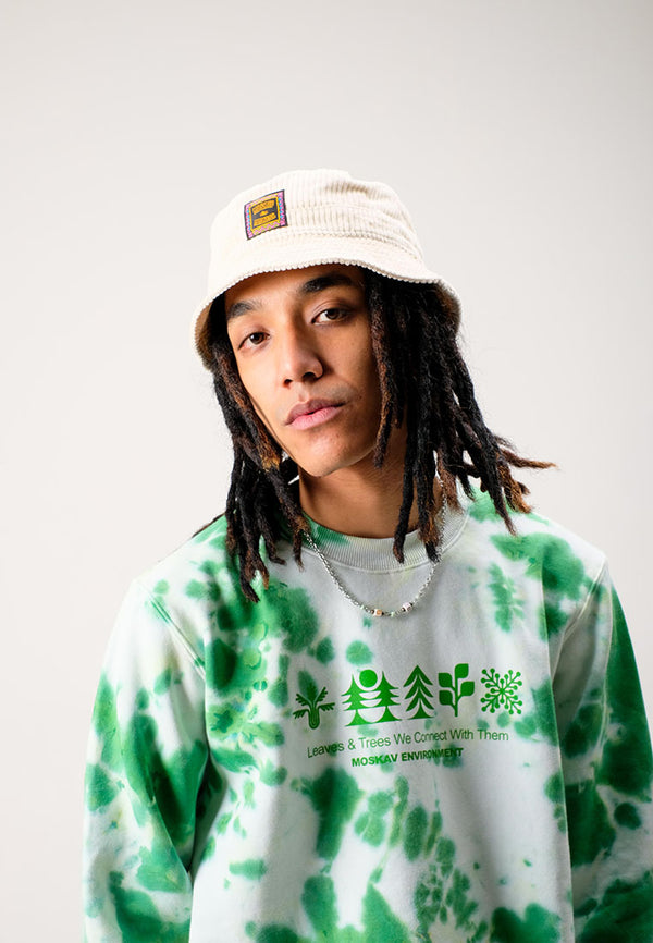 LEAVES & TREES TIE DYE GREEN CREWNECK