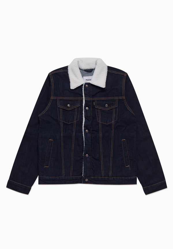 EMPIRE BLUE INDIGO DENIM TRUCKER SHERPA JACKET