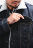 EMPIRE BLUE INDIGO DENIM TRUCKER SHERPA JACKET