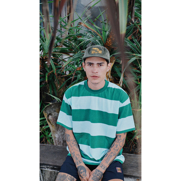 Moskav Huby Bottle Green Stripe Tee