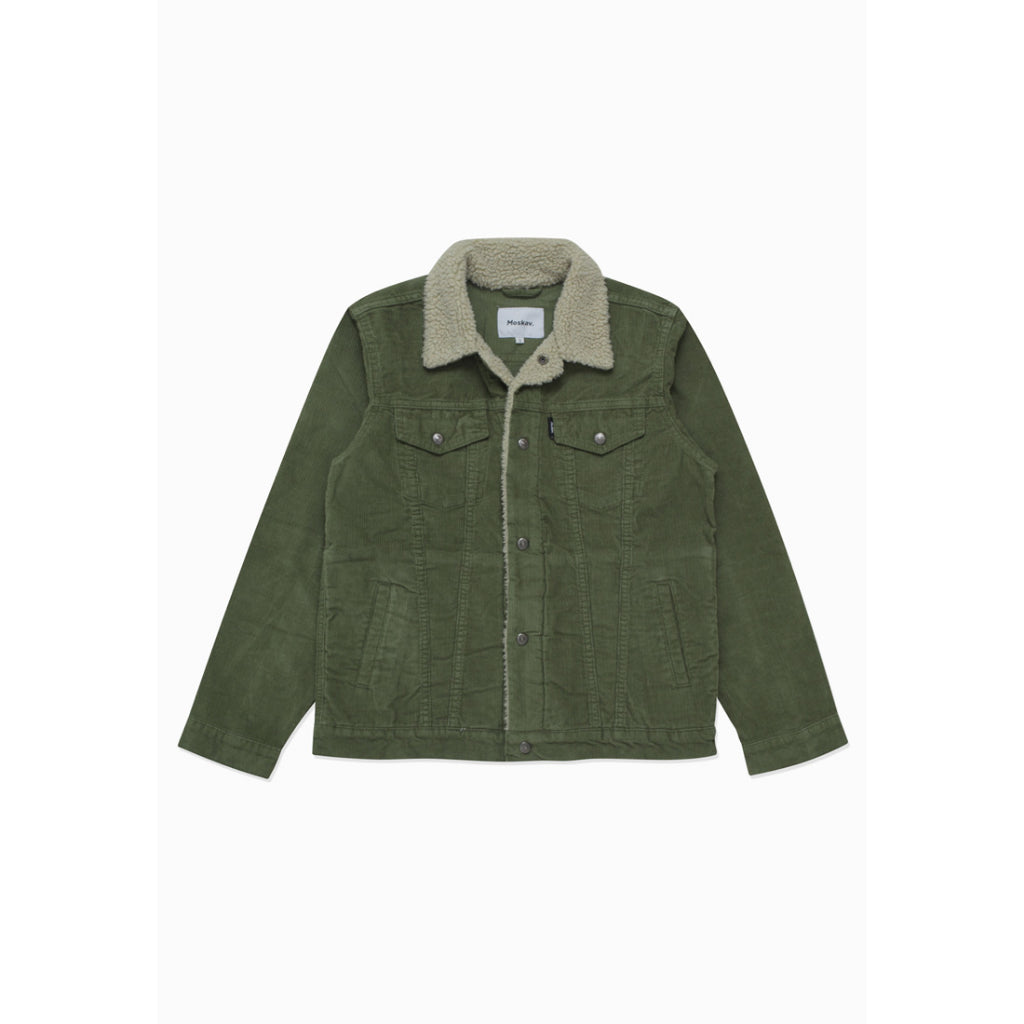 Moskav Empire Olive Corduroy Trucker Sherpa Jacket