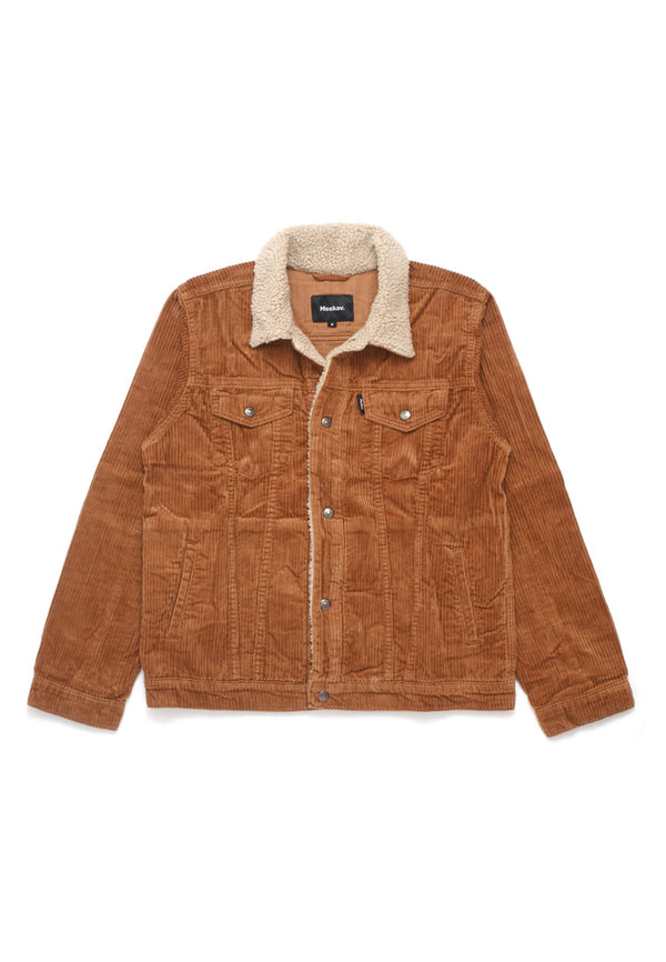 EMPIRE SOLID BROWN CORDUROY TRUCKER SHERPA JACKET