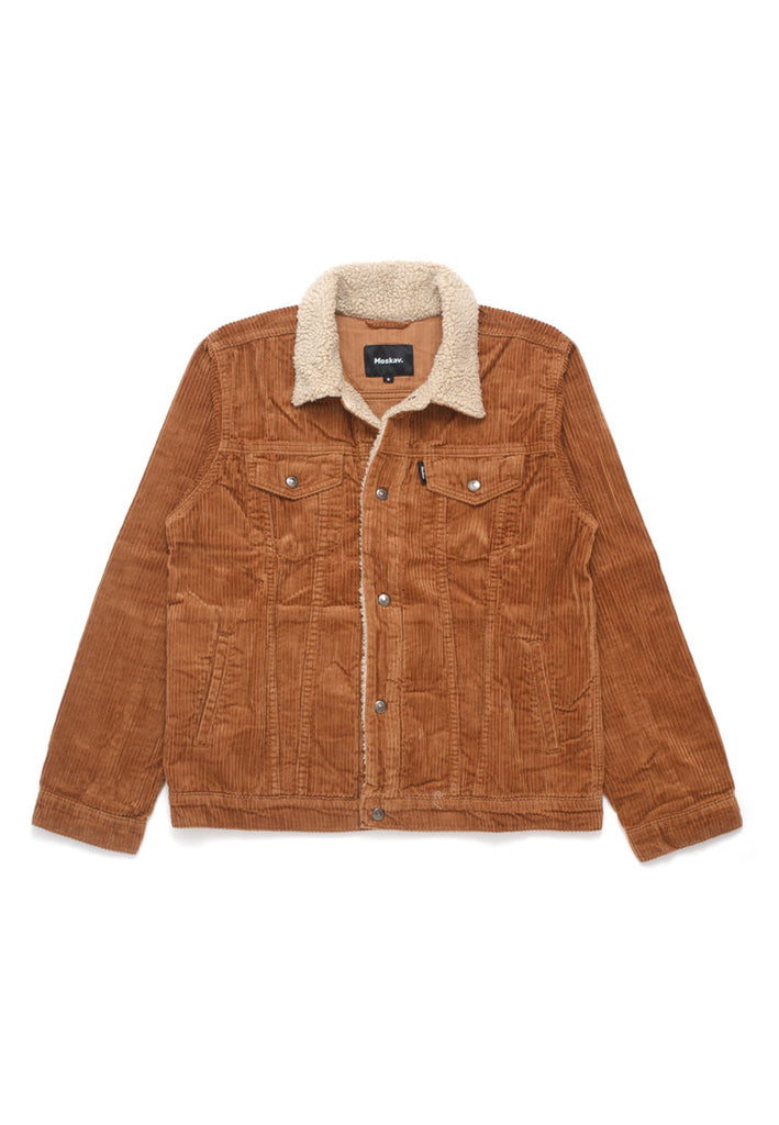 EMPIRE SOLID BROWN CORDUROY TRUCKER SHERPA JACKET