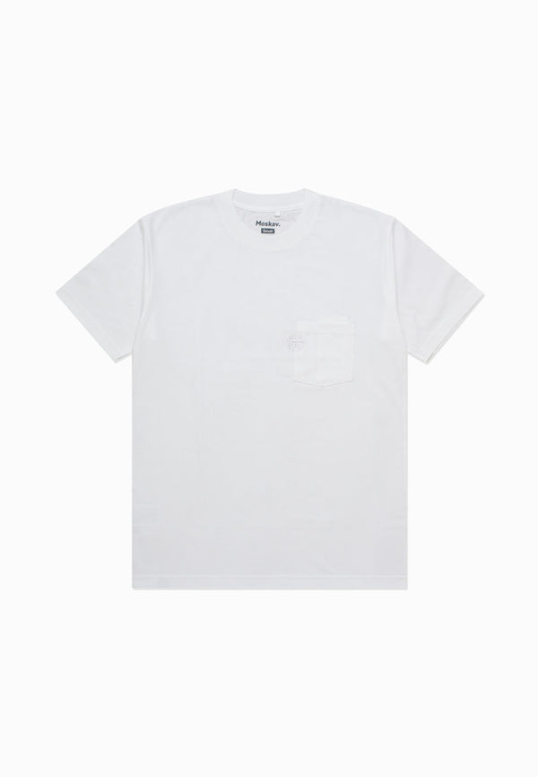 Moskav Short Signature White Double Pocket Tee