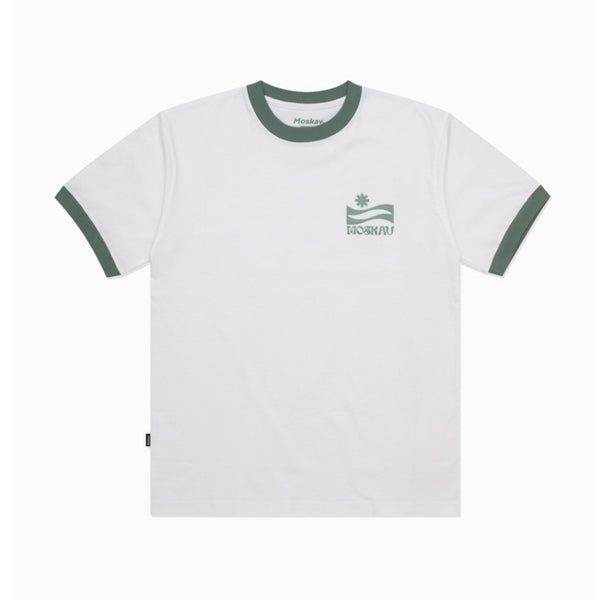 Moskav Modern Waves White-Green Ringer Tee