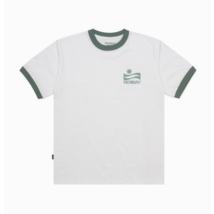 Moskav Modern Waves White-Green Ringer Tee