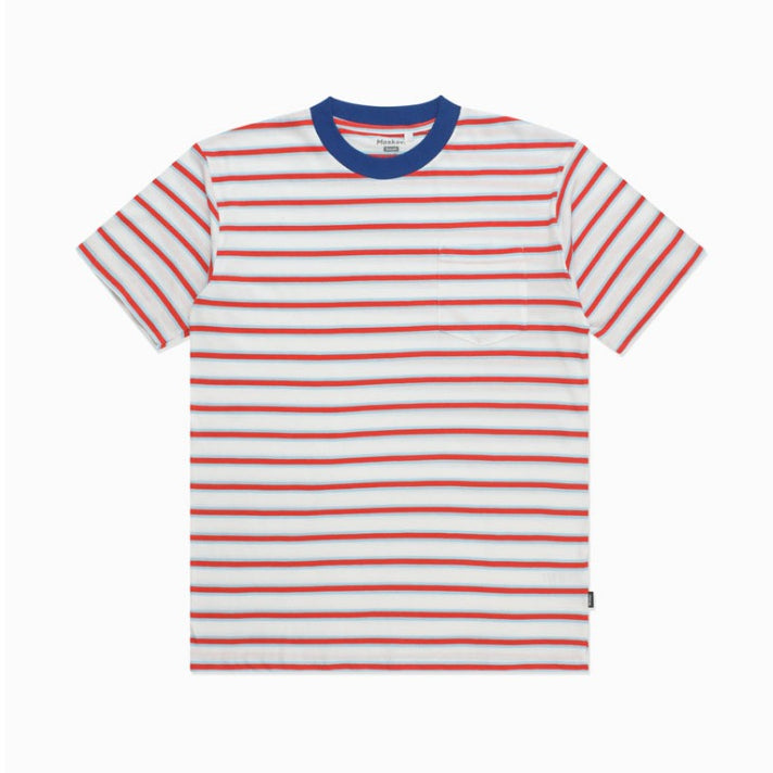 Moskav Ascot Red Blue Stipe Tee